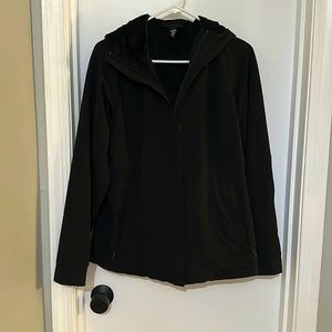 Black hooded zip up jacket